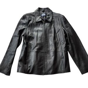 Vintage Y2k 90s Leather Black Blassport Jacket Womens Size XL
